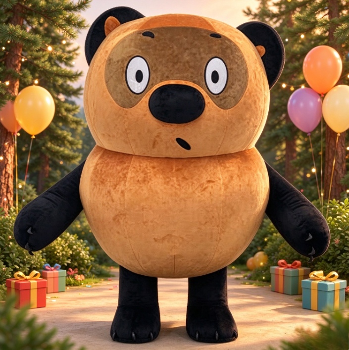 Costumes - 茶色と黒色のクマの着ぐるみ。大人用、全身を覆う、ふわふわ素材のコスチューム。パーティーやパレード、イベントでのコスプレに最適。