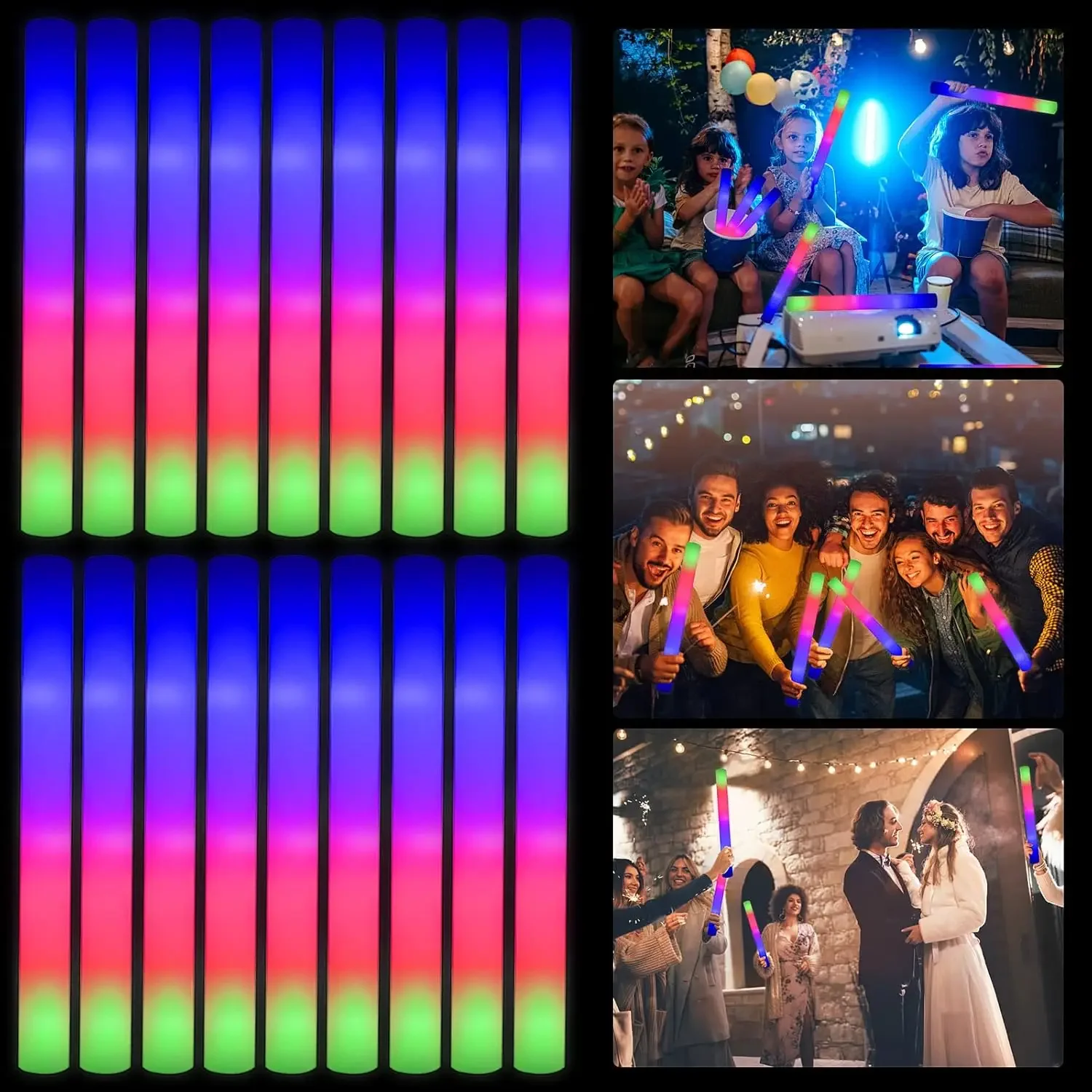 3Z-50個入りLEDフォームグロースティック、3つのモード - Flashing Led Foam Sticks Party のレビューと価格