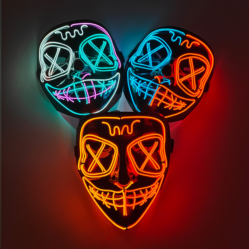 ワイヤレスLEDイルミネーションマスク,エルネオンマスク,カ - Led Purge Mask Halloween のレビューと価格