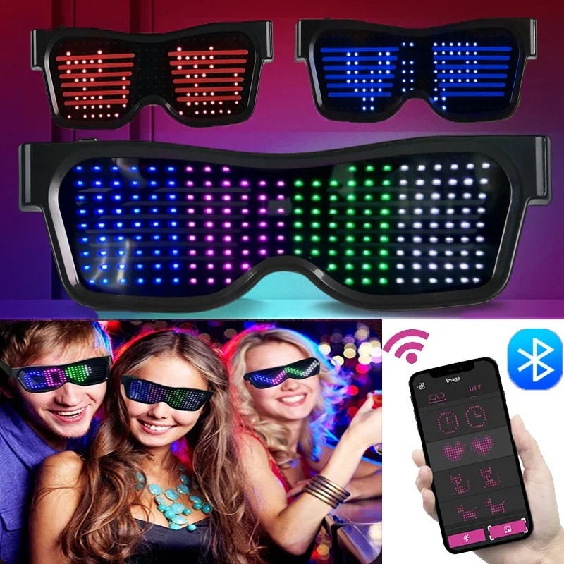 多言語 LED メガネ Bluetooth DIY テキスト - Glow In The Dark Party Glasses のレビューと価格